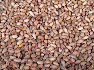 Macro of Healthy pistachios in nutshells