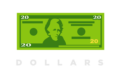 20 Dollars money cartoon paper banknote of USA - vector