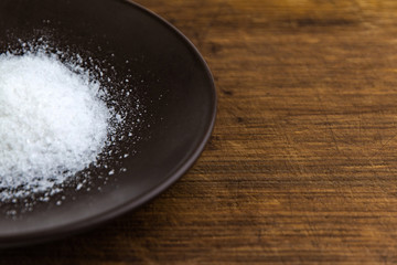 mineral diet: a lot of sea rock salt (sodium chloride) on the table