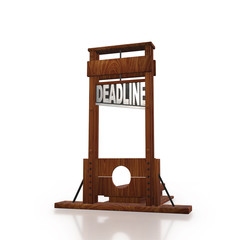 Deadline concept with guillotine isolated - 3d rendering