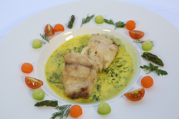 fish with rice and vegetables