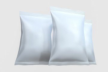 3d rendering, white packing bags with white background
