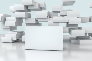 3d rendering, white packing boxes with white background