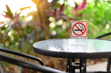 No smoking sign with place Don't smoking sign park