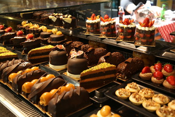 cake with chocolate and nuts