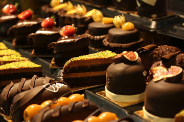 cake with chocolate and nuts
