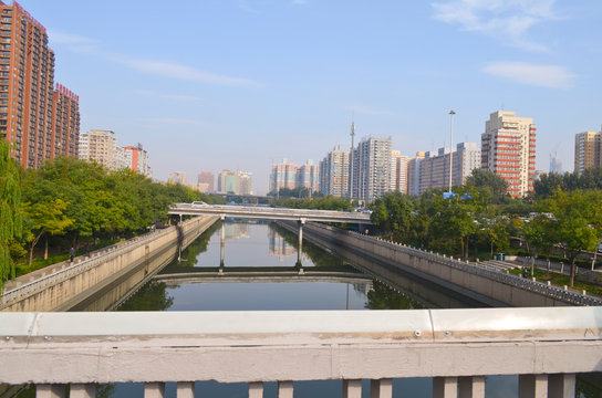 BEIJING,  view of Baiqiao street and Guangming bridge