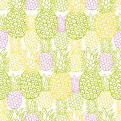 Vector colorful pineapple texture repeat pattern. Suitable for gift wrap, textile and wallpaper.