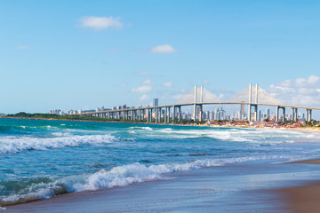 The Natal (Brazil) skyline and Newton Navarro bridge view from Redinha beach.