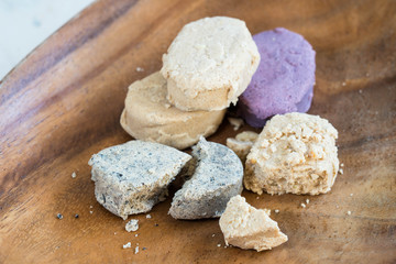variety flavors of polvoron or milk candies; famous snacks for kids in the Philippines