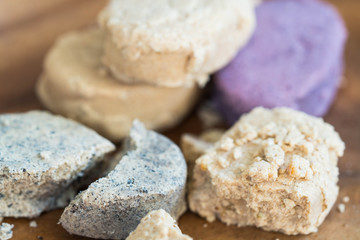 variety flavors of polvoron or milk candies; famous snacks for kids in the Philippines