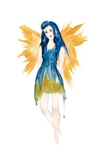 Watercolor illustration of  a fairy / elf