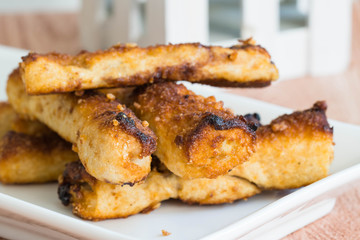 homemade pretzel sticks with chocolate or cream cheese filling inside