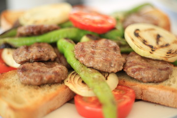 grilled beef steak with vegetables