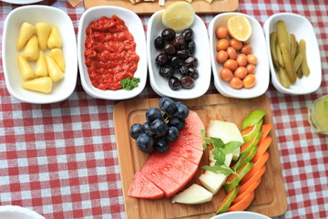 Great variety of breakfast table