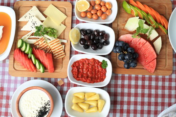 Great variety of breakfast table