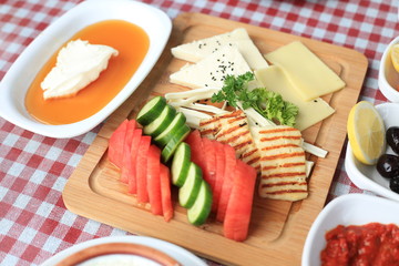 Great variety of breakfast table