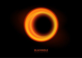 Vector illustration of solar Eclipse. Blackhole. space concept. 