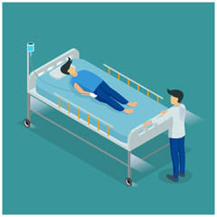 Isometric illustration Clinic High-tech Medical Assistance Rapid Diagnosis Therapy Doctor Drug Medicine Infographics. 3D Isometric Doctor Flat Health Nurse regulates Visit of Vector Illustration Hospi