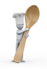3d chef with big spoon
