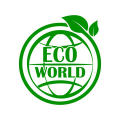 Globe design with leaves.  Logo eco of ground.