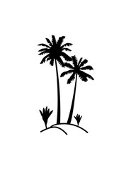Coconut palm tree silhouette icon illustration.