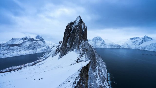 4K Timelapse of Segla Mountain in Winter, Senja, Norway