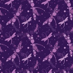 Vector Seamless Pattern with Dragonfly  and colorful circles.Perfect for postcards, greeting cards, wedding invitations