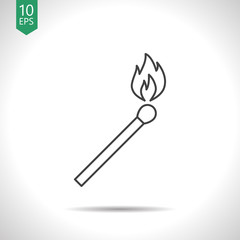 burning match illustration. fire vector flat icon