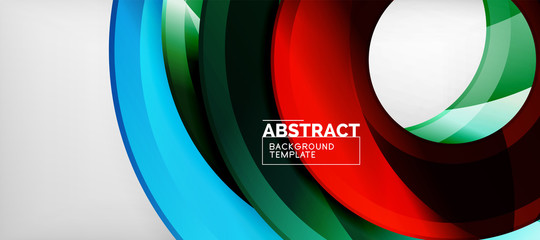 Modern geometric circles abstract background, colorful round shapes with shadow effects