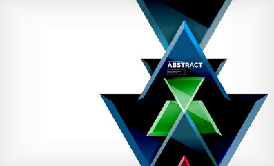 Triangular low poly background design, multicolored triangles