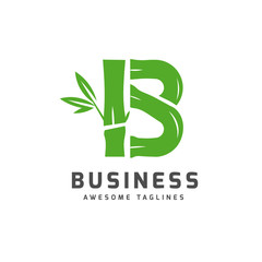 creative bamboo with initial letter b logo vector concept