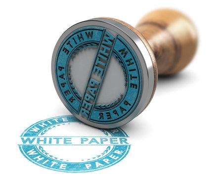 White Paper Document, Rubber Stamp Over White Background