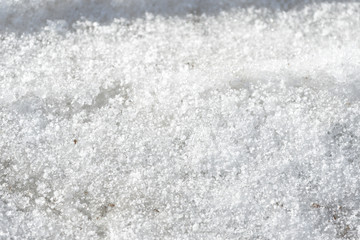 Early spring snow background and texture close up