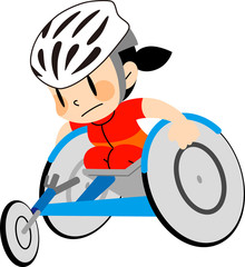 障害者スポーツ　車いすマラソンをする女性