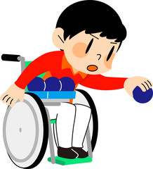 障害者スポーツ　ボッチャをする男性