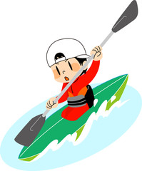 障害者スポーツ　カヌーをする男性