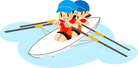 障害者スポーツ ボートを漕ぐ男女