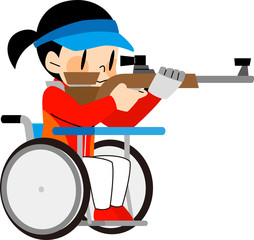 障害者スポーツ　射撃をする女性