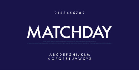sport future modern alphabet fonts and number. technology typography matchday football font uppercase and numbers. vector illustration