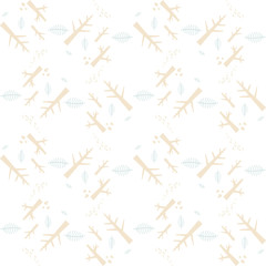 Obraz premium Vector seamless pattern with nature elements on a white background