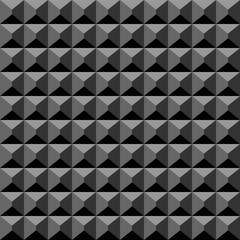 Acoustic foam material black background. Soft rubber plain of square cutted pyramids.