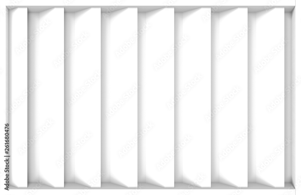 Aufkleber 3d rendering. modern simple white vertical bar parallel design wall background.
