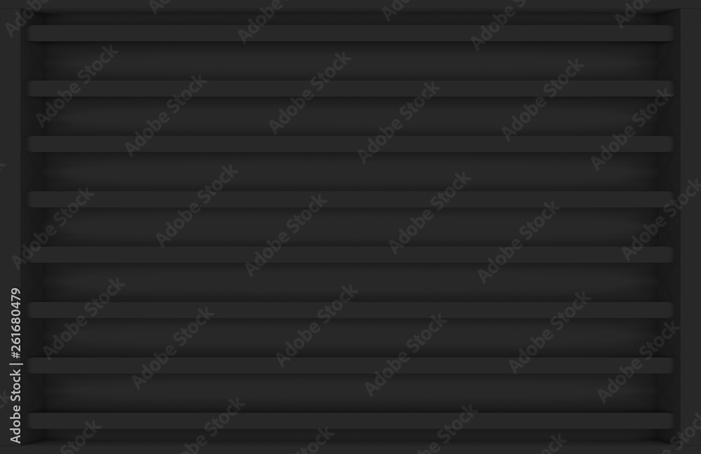 Poster 3d rendering. modern dark horizontal parallel bar pattern design wall background.