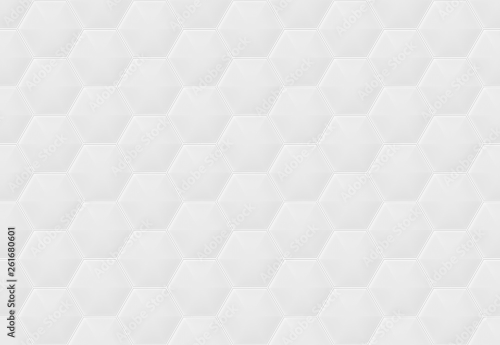 Poster 3d rendering. seamless modern gray hexagonal shape pattern tile design wall texture background.