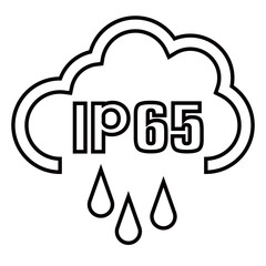 IP65 protection certificate standard icon. Water and dust or solids resistant protected symbol. Vector illustration. eps10