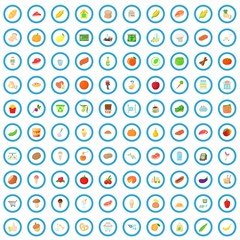 100 supermarket icons set in cartoon style for any design vector illustration