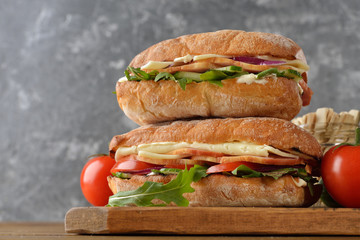 Ciabatta sandwich with arugula