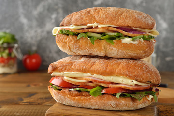 Ciabatta sandwich with arugula