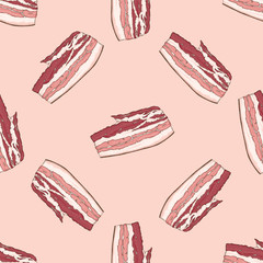 Fresh Pork Bacon Slice Seamless Pattern